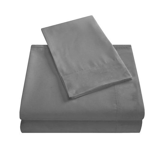 Gray bed sheet set on a white background