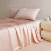 Glossy Cooling Flat Sheets Pillowcases for Hot Sleepers Single Double 100%Organic Lyocell Silk Like to Touch Soft Bedlinen Sheet