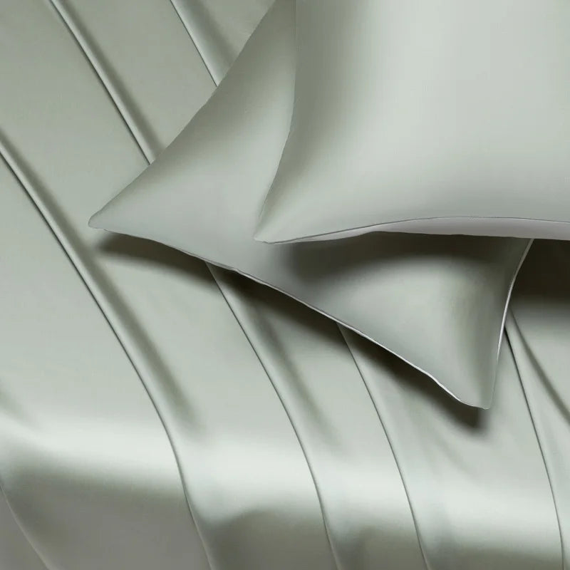 Glossy Cooling Flat Sheets Pillowcases for Hot Sleepers Single Double 100%Organic Lyocell Silk Like to Touch Soft Bedlinen Sheet