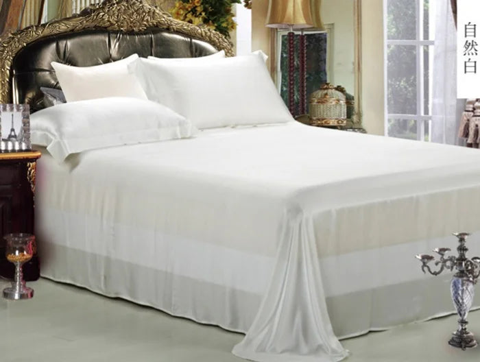 Pure Mulberry Silk Bedding Set - 19MM Seamless Flat Sheet & Envelope Pillowcases