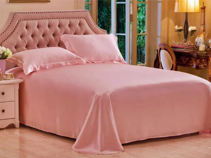 Pure Mulberry Silk Bedding Set - 19MM Seamless Flat Sheet & Envelope Pillowcases