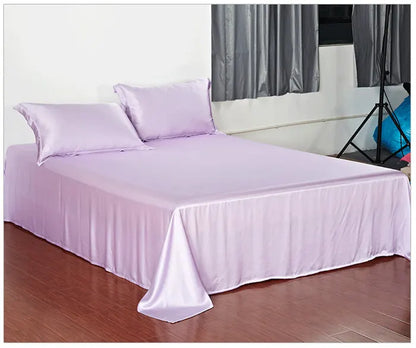 Pure Mulberry Silk Bedding Set - 19MM Seamless Flat Sheet & Envelope Pillowcases