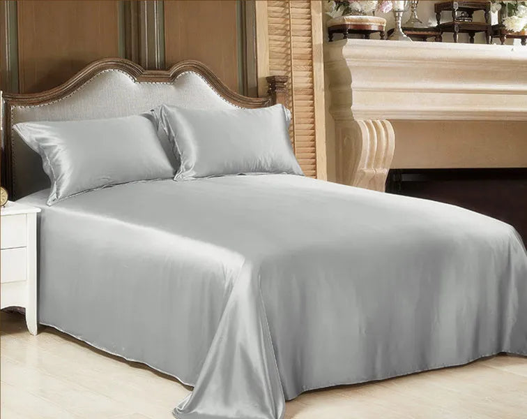 Pure Mulberry Silk Bedding Set - 19MM Seamless Flat Sheet & Envelope Pillowcases
