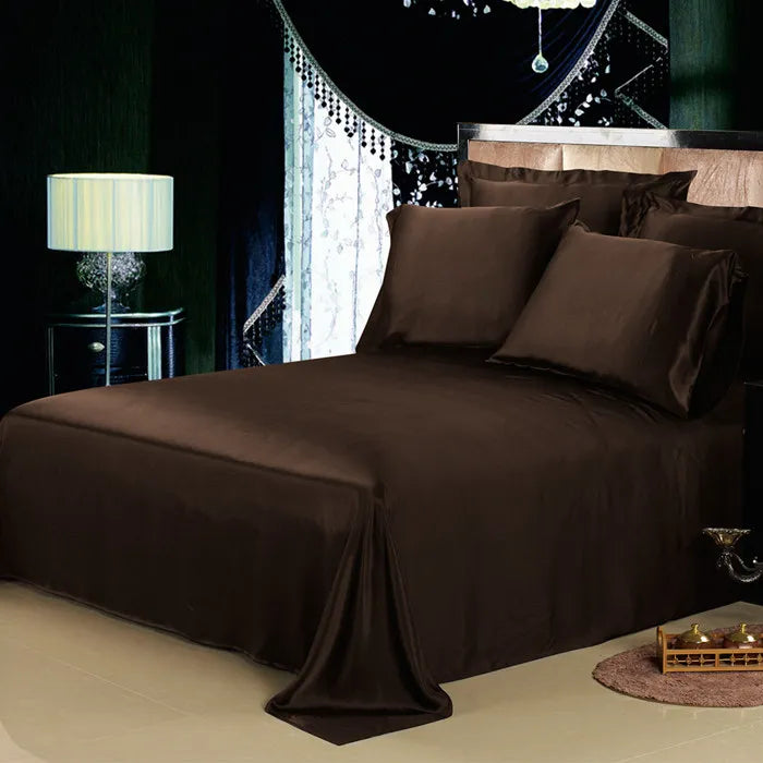 Pure Mulberry Silk Bedding Set - 19MM Seamless Flat Sheet & Envelope Pillowcases