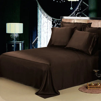Pure Mulberry Silk Bedding Set - 19MM Seamless Flat Sheet & Envelope Pillowcases