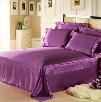 Pure Mulberry Silk Bedding Set - 19MM Seamless Flat Sheet & Envelope Pillowcases