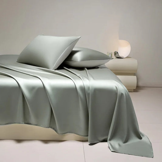Glossy Cooling Flat Sheets Pillowcases for Hot Sleepers Single Double 100%Organic Lyocell Silk Like to Touch Soft Bedlinen Sheet