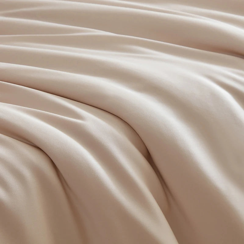 Close-up of beige fabric with soft folds