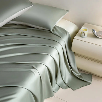 Glossy Cooling Flat Sheets Pillowcases for Hot Sleepers Single Double 100%Organic Lyocell Silk Like to Touch Soft Bedlinen Sheet