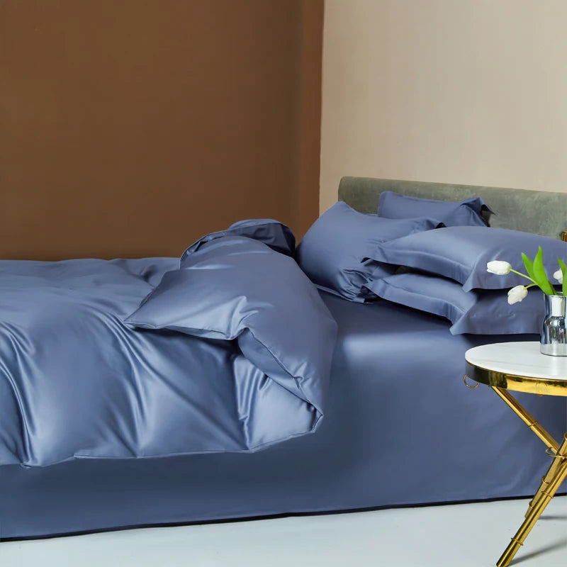 Egyptian Long Staple Cotton Bedding Set Single Double Queen King Size Duvet Cover Luxury Solid Color Quilt Cover Set