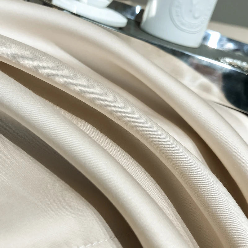 Close-up of beige fabric with a blurred background