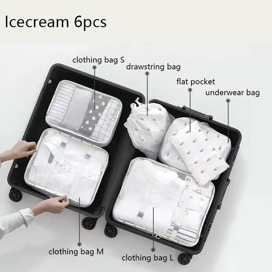 6-Piece Travel Packing Cubes Set for Organizing Icecream 6pcs S0a44b94f1ddb4d329e0fbc3462e277a1P Ocean Wave