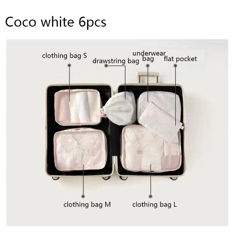 6-Piece Travel Packing Cubes Set for Organizing Coco white 6pcs S0a7a489ef1f0437fa83c8eae6dea5443S Ocean Wave