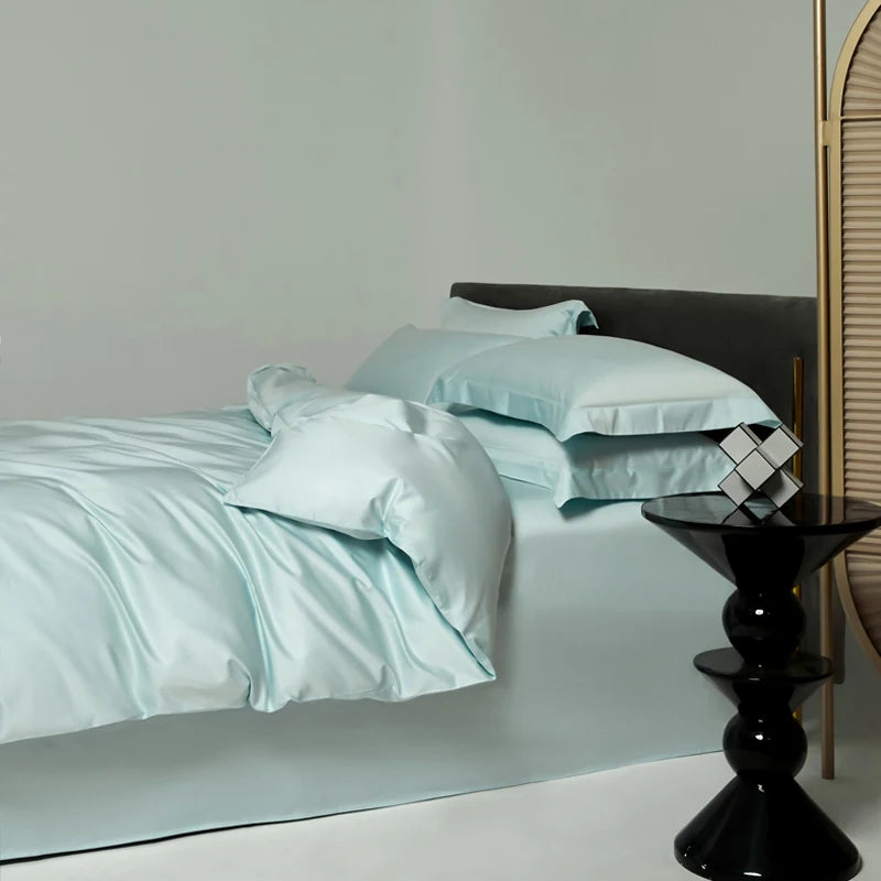 Egyptian Long Staple Cotton Bedding Set Single Double Queen King Size Duvet Cover Luxury Solid Color Quilt Cover Set