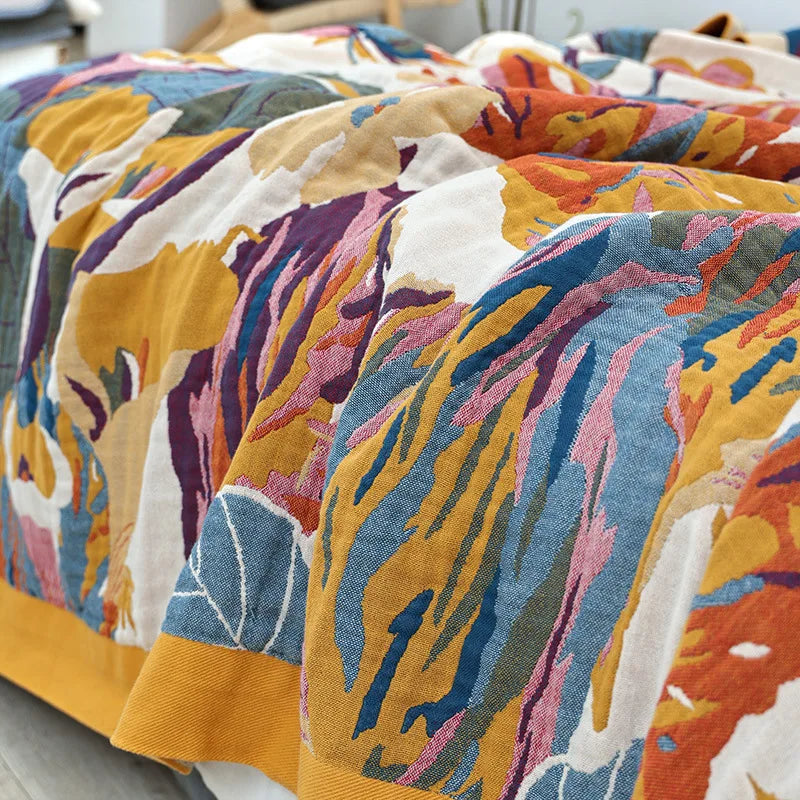 Multi Layer Gauze Cotton Printing Throw Blanket