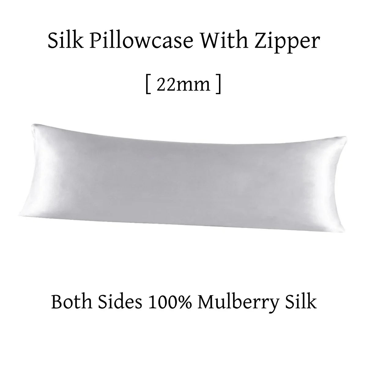 Silk pillowcase with zipper on a white background