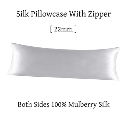 Silk pillowcase with zipper on a white background