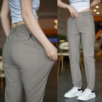 Men's Comfortable Elastic Casual Pants Summer Ice Silk Loose-Fit Straight-Leg High-Waisted Trendy Long Pants S111860a58e934c219ac53046b61c59e2e Ocean Wave