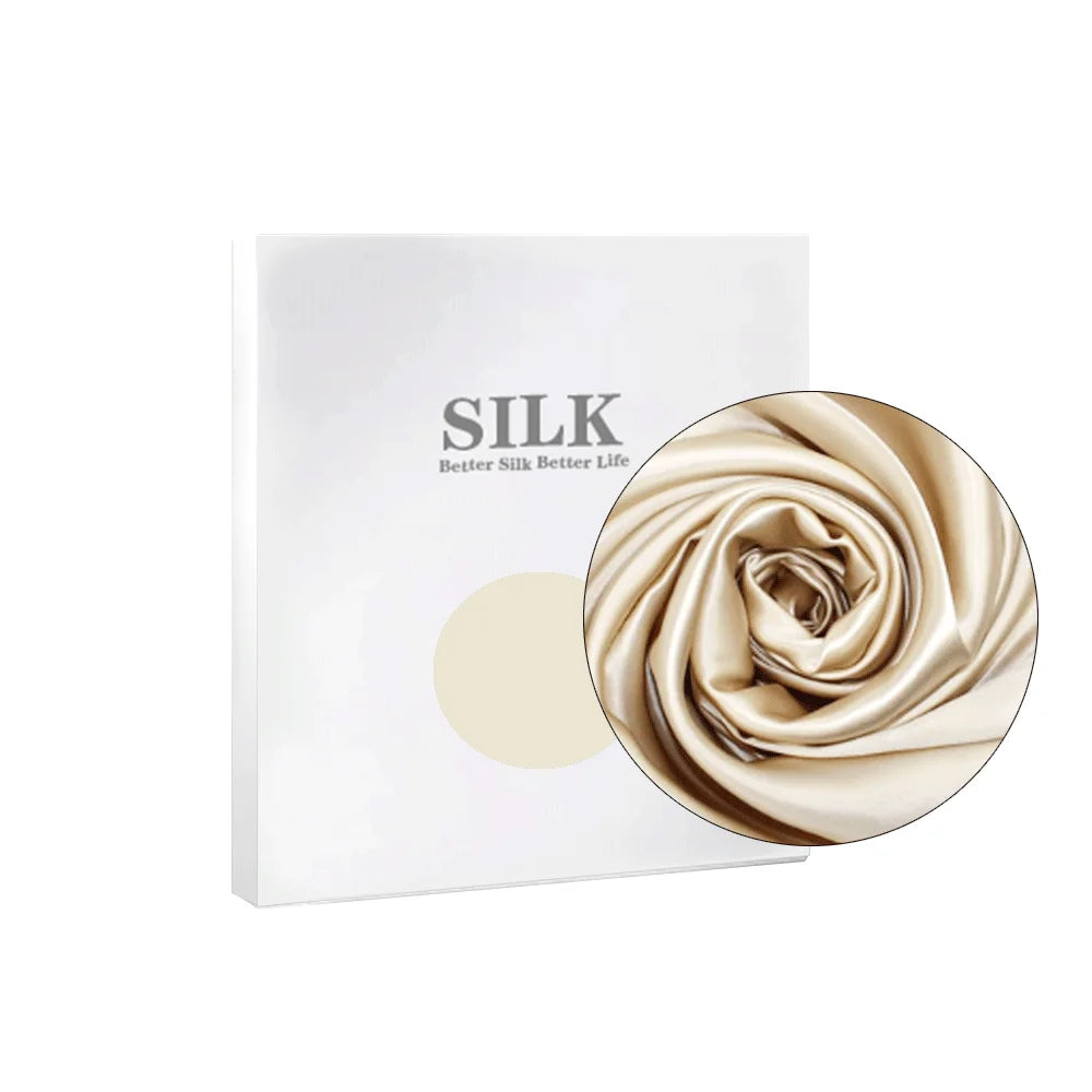 Silk product with a rose-shaped packaging on a white background