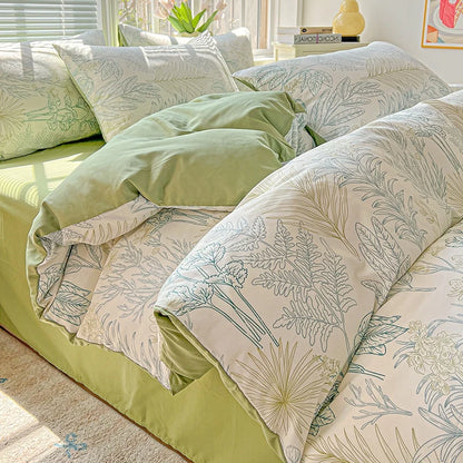 Washed Cotton Double Yarn Single Quilt Cover Simple Wind Ins Wind Small Floral Korean Version Duvet Skin Friendly Bedding