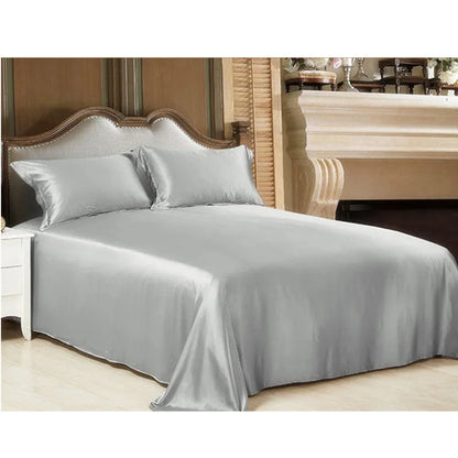 Pure Mulberry Silk Bedding Set - 19MM Seamless Flat Sheet & Envelope Pillowcases