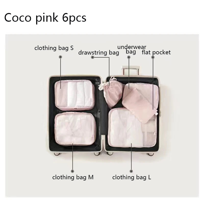 6-Piece Travel Packing Cubes Set for Organizing Coco pink 6pcs S353e9304fc124459b49caa2269d5c4e5Y Ocean Wave