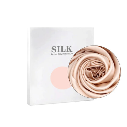 Silk product with a rose-shaped packaging on a white background