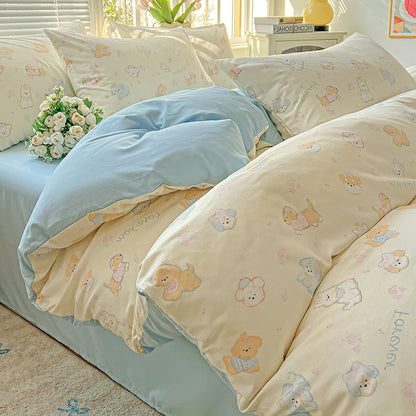 Washed Cotton Double Yarn Single Quilt Cover Simple Wind Ins Wind Small Floral Korean Version Duvet Skin Friendly Bedding