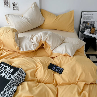 Simple Blue Solid Color Bedding Set Soft Brushed Duvet Covers Pillowcase