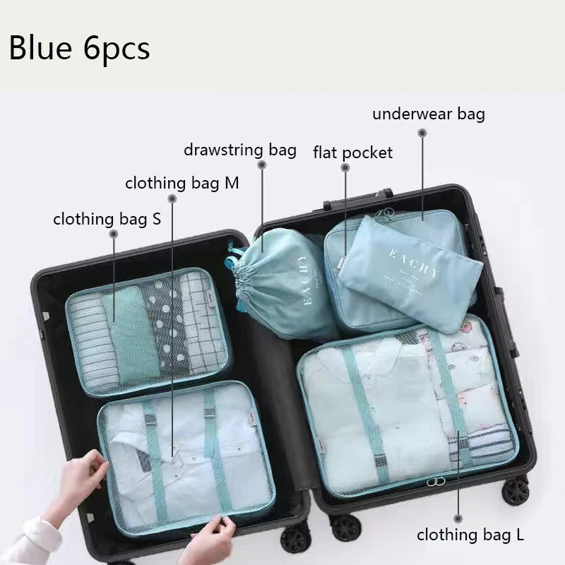 6-Piece Travel Packing Cubes Set for Organizing Blue 6pcs S5dee88b7a9c0452f819cfccb0aed4661N Ocean Wave