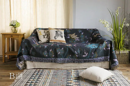 Sofa with a floral patterned cover in a living room setting