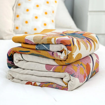 Multi Layer Gauze Cotton Printing Throw Blanket