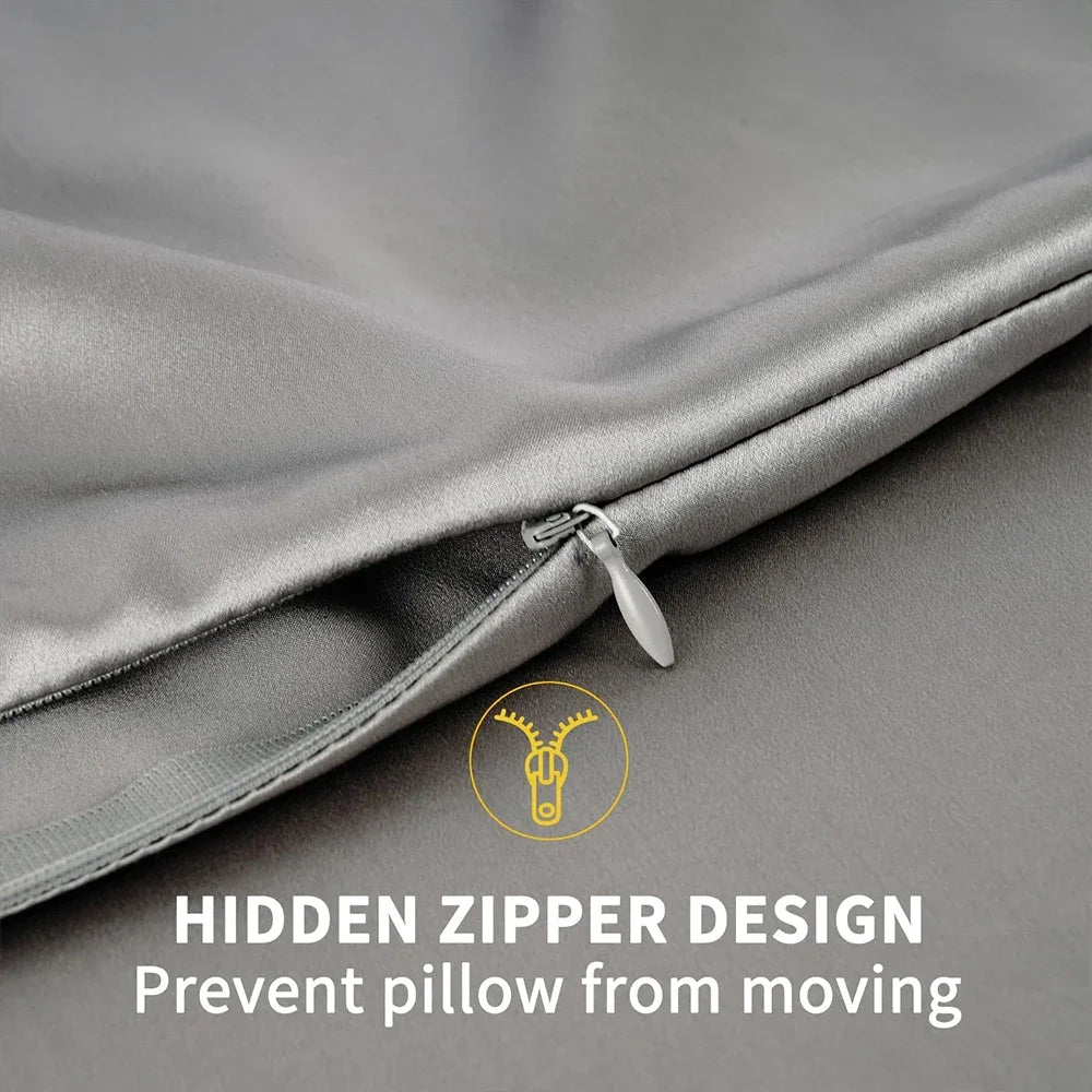 Gray pillow with a hidden zipper design on a gray background