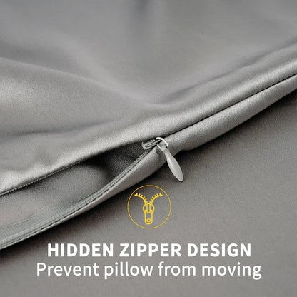Gray pillow with a hidden zipper design on a gray background