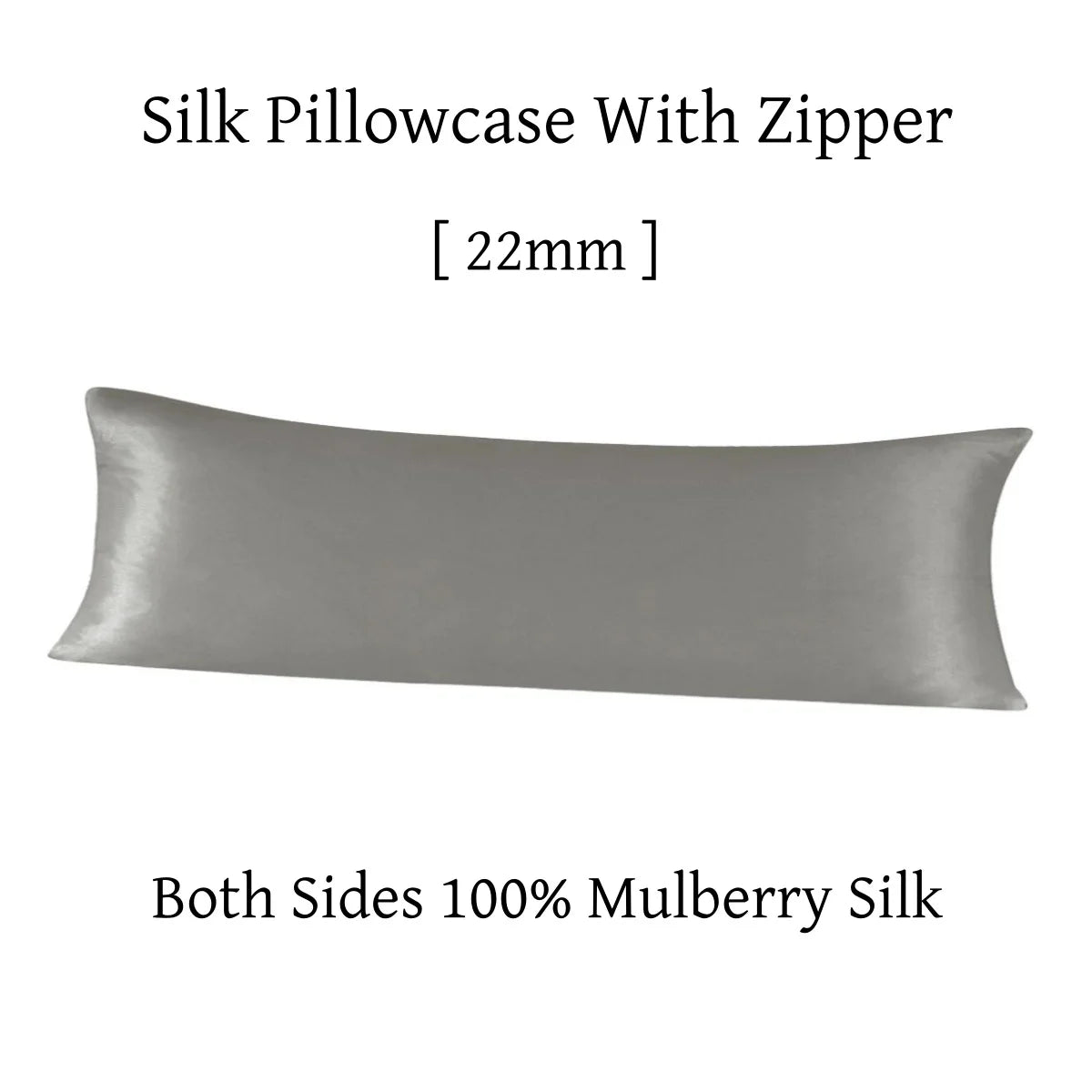 Silk pillowcase with zipper on a white background