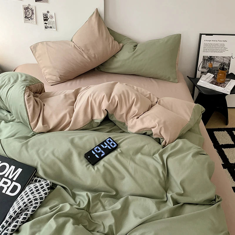 Simple Blue Solid Color Bedding Set Soft Brushed Duvet Covers Pillowcase