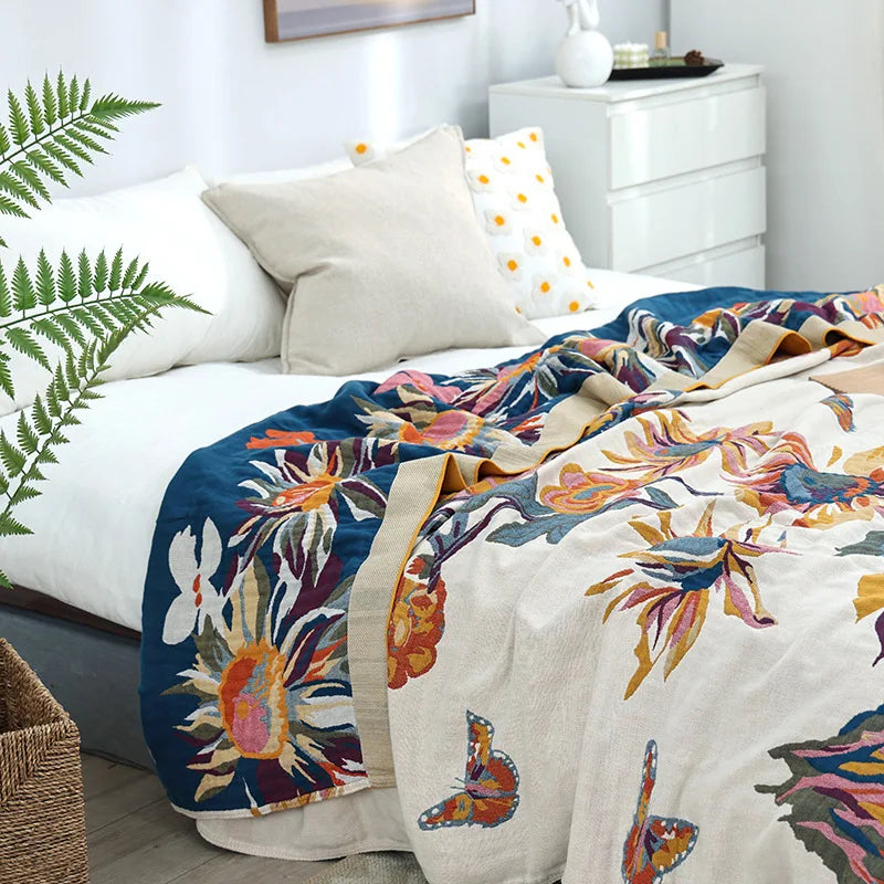 Multi Layer Gauze Cotton Printing Throw Blanket