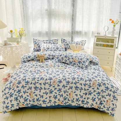Bedding set with teddy bear pattern in a bedroom setting