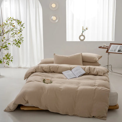 100% Washed Cotton Duvet Cover 600TC+ - Soft Solid Color Comforter Cover
