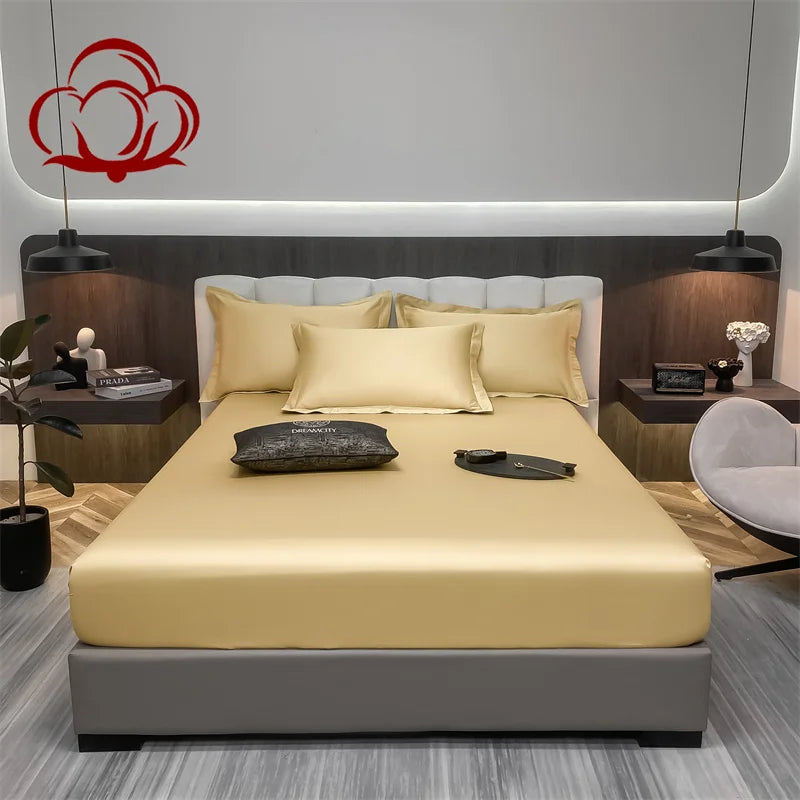 Modern bedroom with a bed, nightstands, and decorative elements.