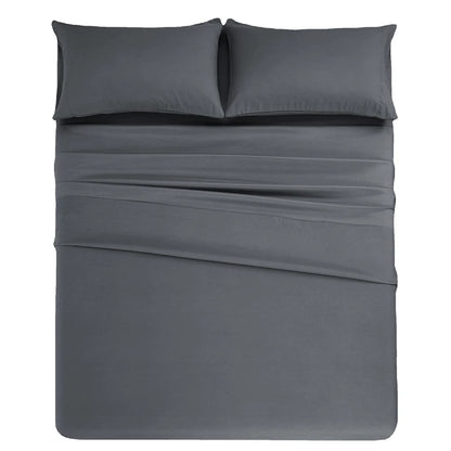 Gray bedding set with two pillows on a white background
