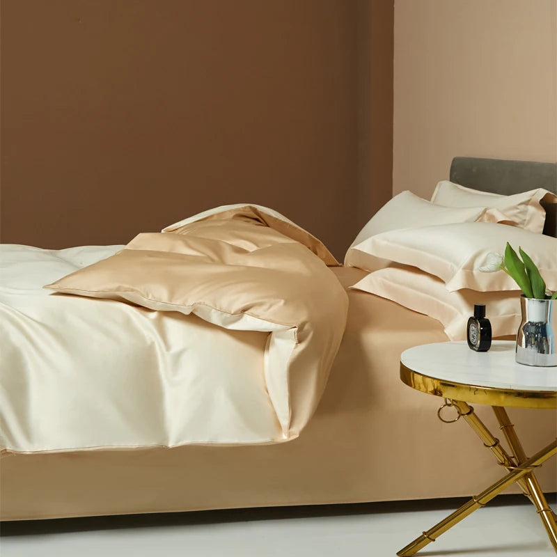 Egyptian Long Staple Cotton Bedding Set Single Double Queen King Size Duvet Cover Luxury Solid Color Quilt Cover Set