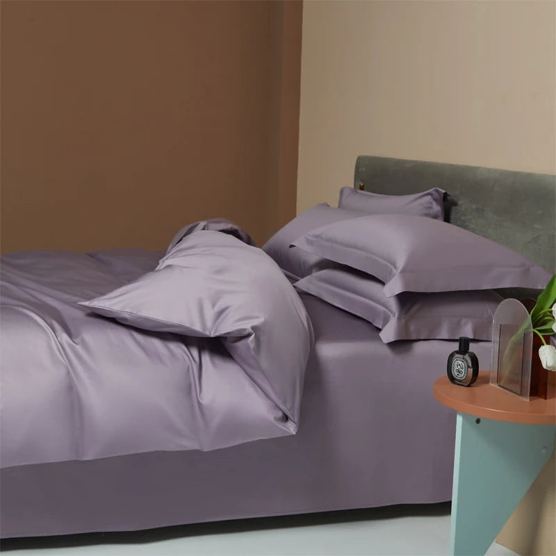 Egyptian Long Staple Cotton Bedding Set Single Double Queen King Size Duvet Cover Luxury Solid Color Quilt Cover Set