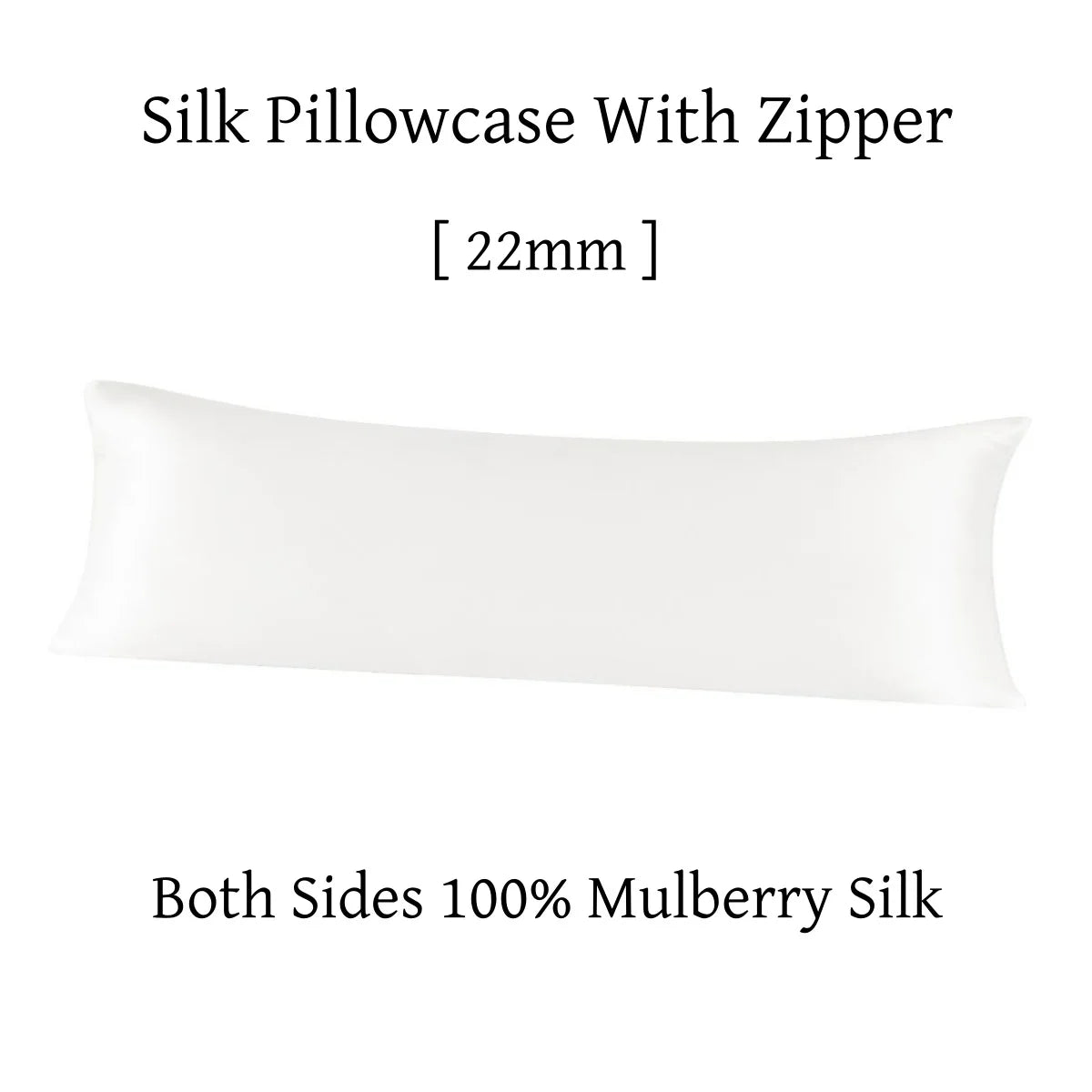 White silk pillowcase with zipper on a white background