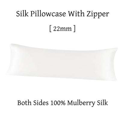 White silk pillowcase with zipper on a white background