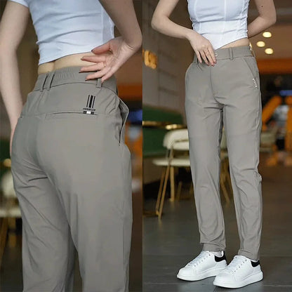 Men's Comfortable Elastic Casual Pants Summer Ice Silk Loose-Fit Straight-Leg High-Waisted Trendy Long Pants Saeecf6bc8734443a9f3074902019b613M Ocean Wave
