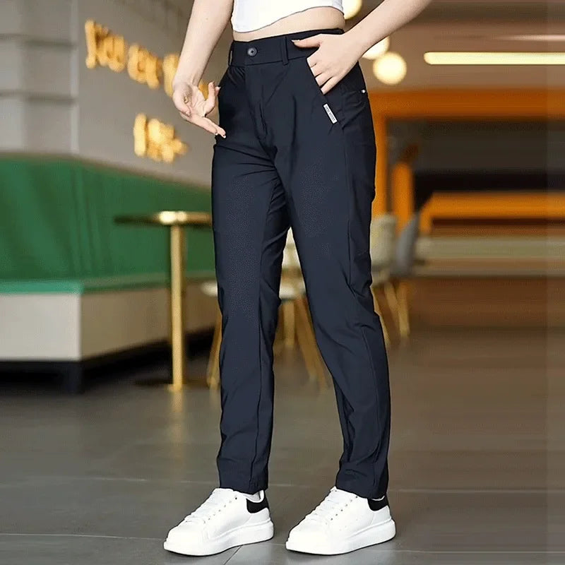 Men's Comfortable Elastic Casual Pants Summer Ice Silk Loose-Fit Straight-Leg High-Waisted Trendy Long Pants Sb4eae8a894c84c069c17cd891596cc7by Ocean Wave