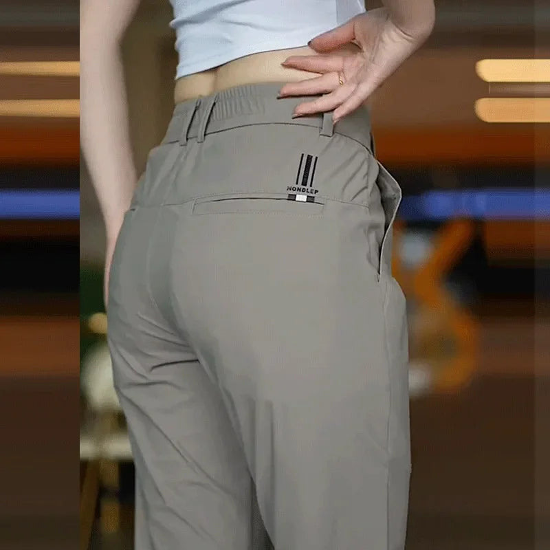Men's Comfortable Elastic Casual Pants Summer Ice Silk Loose-Fit Straight-Leg High-Waisted Trendy Long Pants Sb9d0d04031a74d17b1319d8db2142194V Ocean Wave