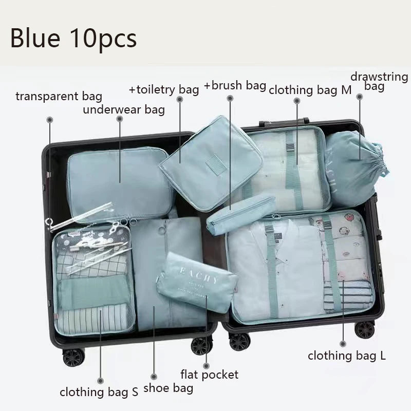 6-Piece Travel Packing Cubes Set for Organizing Blue 10pcs Sc628e4b9de09404ea55b766223338b81F Ocean Wave