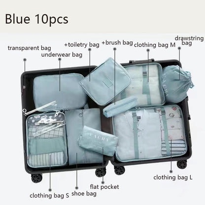 6-Piece Travel Packing Cubes Set for Organizing Blue 10pcs Sc628e4b9de09404ea55b766223338b81F Ocean Wave